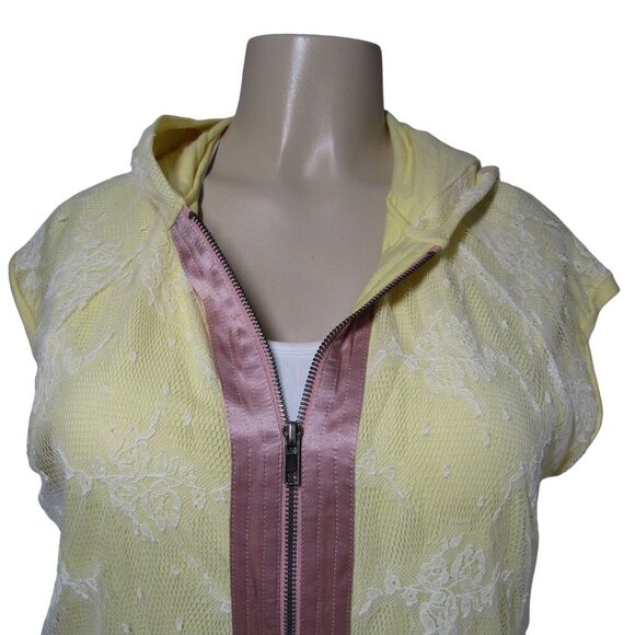 PHILIP LIM Development Y2K FAIRY Cottagecore Knit LACE Pastel Zip Hoody Top M - Picture 4 of 13